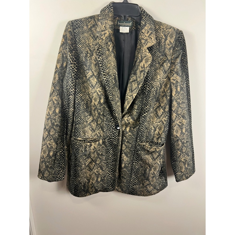 Harve Benard by Benard Holtzman Faux Fur Snake Print‎ Blazer Jacket Women's Sz 6
